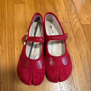 Red Mary Jane Split-Toe Tabi Shoes